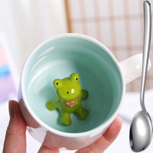 frog figurine ceramics coffeemugs funny teacups - 3d animal inside coffee mug for boys girls women men, 12oz