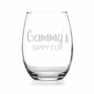 htdesigns gammy's sippy cup stemless wine glass - mother's day gift gammy wine gift - first time gammy new gammy gift - gammy wine glass