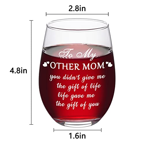 Futtumy Bonus Mom Gifts, To My Other Mom Life Gave Me the Gift of You Stemless Wine Glass, Stepmom Gifts for Mothers Day Christmas Birthday, Mothers Day Gifts for Bonus Mom Stepmom, 17oz