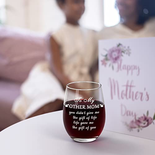 Futtumy Bonus Mom Gifts, To My Other Mom Life Gave Me the Gift of You Stemless Wine Glass, Stepmom Gifts for Mothers Day Christmas Birthday, Mothers Day Gifts for Bonus Mom Stepmom, 17oz