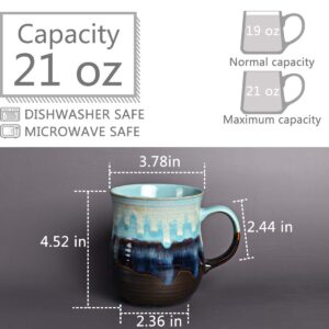 Bosmarlin Large Ceramic Coffee Mug, Big Tea Cup for Office and Home, 21 Oz, Dishwasher and Microwave Safe, 1 PCS