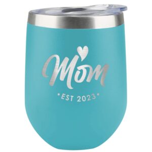 age of sage mom est 2023 new mom gifts - 12 oz stainless steel travel mug - new mom gift, gifts for expecting mothers, gifts for new mom after birth, gifts for her (teal)