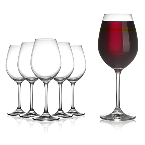 Modvera Stemmed Wine Glasses with Elongated Bowl Design, Crystal, Perfect for Red and White Wine for Your Next Event, Wine Glass Set Sommeliers Will Love - 18 oz, Set of 6