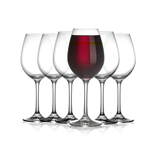 Modvera Stemmed Wine Glasses with Elongated Bowl Design, Crystal, Perfect for Red and White Wine for Your Next Event, Wine Glass Set Sommeliers Will Love - 18 oz, Set of 6