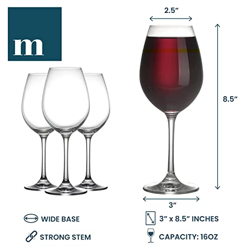 Modvera Stemmed Wine Glasses with Elongated Bowl Design, Crystal, Perfect for Red and White Wine for Your Next Event, Wine Glass Set Sommeliers Will Love - 18 oz, Set of 6