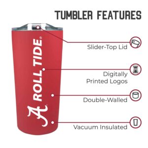 Campus Colors NCAA Stainless Steel Tumbler Perfect for Gameday - 18 oz - Double Walled - Keeps Drinks Perfectly Insulated (Alabama Crimson Tide - Red)