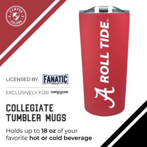 Campus Colors NCAA Stainless Steel Tumbler Perfect for Gameday - 18 oz - Double Walled - Keeps Drinks Perfectly Insulated (Alabama Crimson Tide - Red)