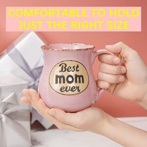 Asmwo Mom Gifts for Women Best Mom Ever Funny Birthday Gifts for Mom New Mom Gifts for Women Mother Wife Pregnant Mom Bonus Mom Christmas Gifts Ideas for Mom 16oz Pink Coffee Mug Mom Coffee Cup