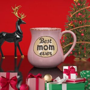 Asmwo Mom Gifts for Women Best Mom Ever Funny Birthday Gifts for Mom New Mom Gifts for Women Mother Wife Pregnant Mom Bonus Mom Christmas Gifts Ideas for Mom 16oz Pink Coffee Mug Mom Coffee Cup