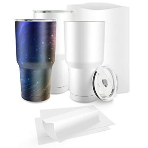 AiHeart 30oz Sublimation Stainless Steel Coffee Tumblers,4pack Sublimation Stainless Steel Blanks Bulk,Double Wall Vacuum Insulated Travel Mug with Shrink Wrap Films,For Car Cup Racks