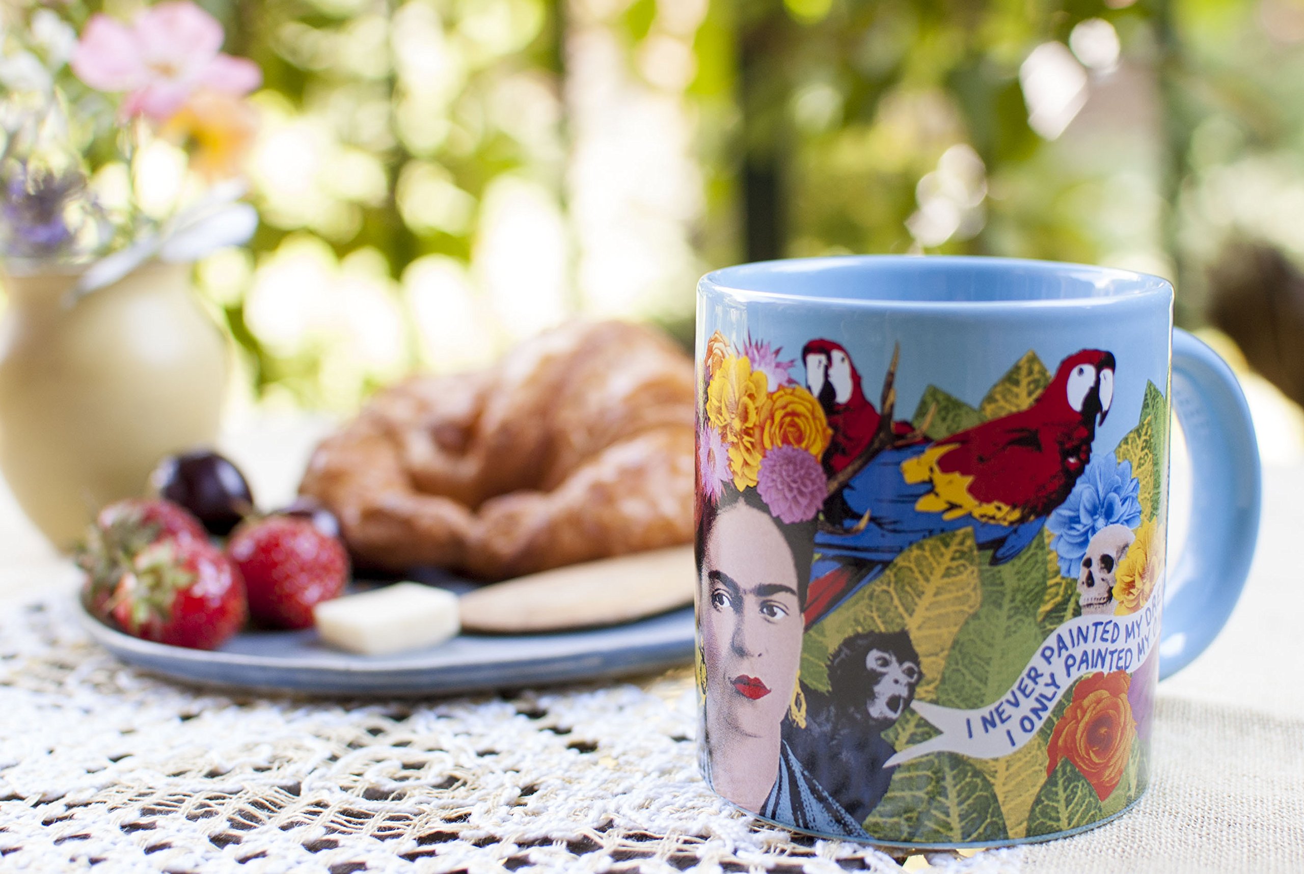 Frida Kahlo Art Coffee Mug - Famous Quotes in English and Spanish