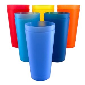 aoyite large plastic cups reusable - 32 oz plastic tumblers unbreakable drinking glasses set of 12 - bpa free dishwasher safe big plastic cups for kids kitchen camping party outdoor