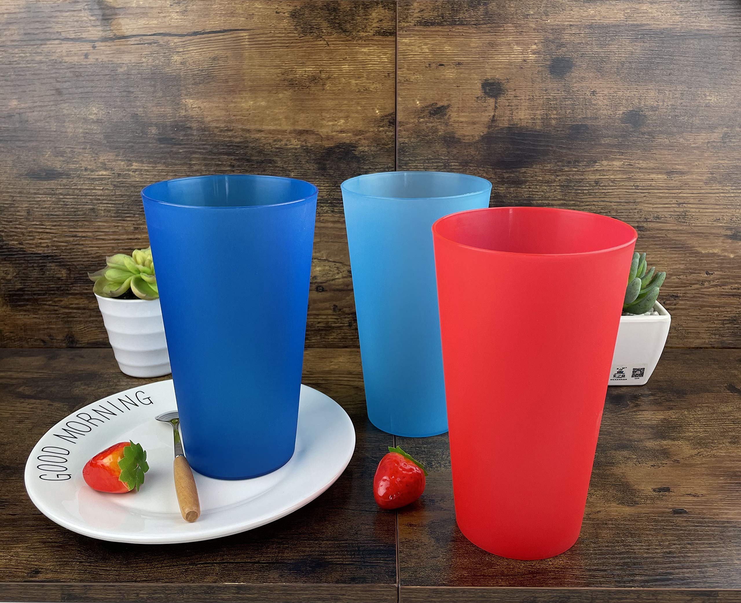 AOYITE Large Plastic Cups Reusable - 32 oz Plastic Tumblers Unbreakable Drinking Glasses set of 12 - BPA Free Dishwasher Safe Big Plastic Cups for Kids Kitchen Camping Party Outdoor