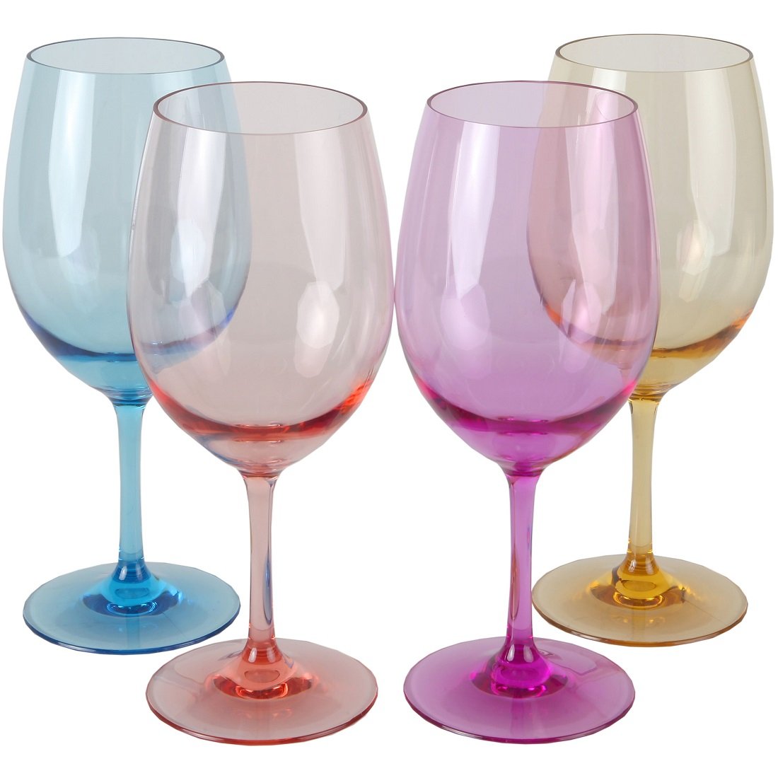 Lily's Home Unbreakable Acrylic Wine Glasses, Made of Shatterproof Tritan Plastic and Ideal for Indoor and Outdoor Use, Reusable (Multi - Light)