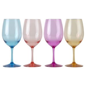 Lily's Home Unbreakable Acrylic Wine Glasses, Made of Shatterproof Tritan Plastic and Ideal for Indoor and Outdoor Use, Reusable (Multi - Light)