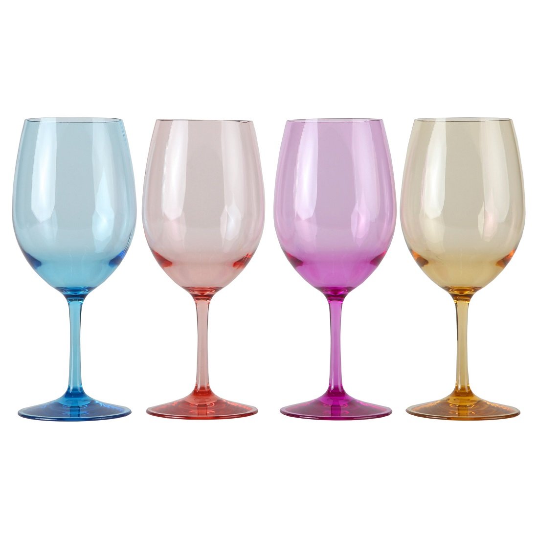 Lily's Home Unbreakable Acrylic Wine Glasses, Made of Shatterproof Tritan Plastic and Ideal for Indoor and Outdoor Use, Reusable (Multi - Light)