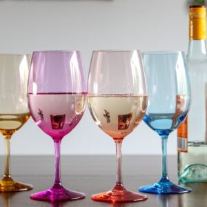 Lily's Home Unbreakable Acrylic Wine Glasses, Made of Shatterproof Tritan Plastic and Ideal for Indoor and Outdoor Use, Reusable (Multi - Light)