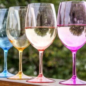 Lily's Home Unbreakable Acrylic Wine Glasses, Made of Shatterproof Tritan Plastic and Ideal for Indoor and Outdoor Use, Reusable (Multi - Light)