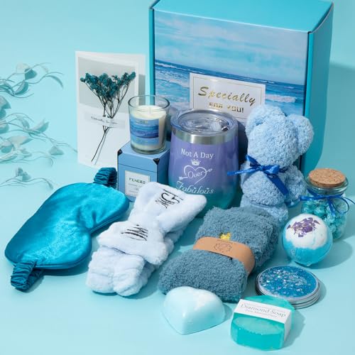 Birthday Gifts for Women,Blue Gift Basket for Women Friendship Gift Relaxing Gift Set,Best Friend Gift Unique Gift Ideas for Women,Women Gift Box for Mom Sister Wife Girlfriend Mother's Day Gift