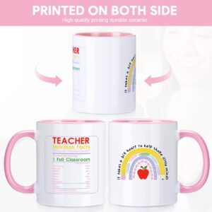 Zopeal Teacher Gifts Coffee Mug It Takes A Big Heart Coffee Mug Teacher Appreciation Gifts Coffee Cups for Women Men Teacher Christmas Graduation End of Year Thank you Birthday Gifts(Pink, White)