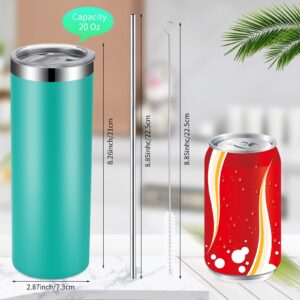 Remagr Skinny Tumblers 20 Oz Stainless Steel Tumbler Bulk with Lids and Straws Blank Slim Insulated Cup Double Layer Water Tumbler for Travel, DIY(Mixed Colors,24 Pcs)