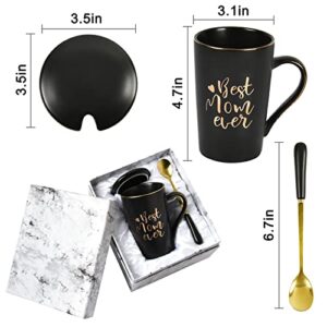 Gifts for Mom - Best Mom Ever Coffee Mug - Best Mom Mother Gifts - Mothers Day Christmas Gift from Daughter Son - Women Mom Gifts for Mom Mother - Mom Mug Cup 14Oz with Gift Box Packing Spoon Black