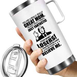 Petitian Mothers Day Gifts for Mom, Great Mother Gifts Stainless Steel 20 OZ Tumbler with Handle & Lid, Best Mom Ever Gifts from Daughter Son, Birthday Christmas Gifts Idea for Mom Coffee Tumbler Mug