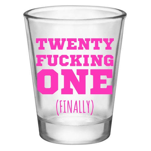 GO FROZEN 21st Birthday Shot Glass-Novelty Gifts for 21st Birthday Girl-21 Year Old Birthday Gag Gifts-Finally 21-Hot Pink-1.75oz (clear-pink)