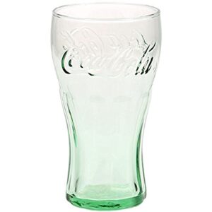 genuine coca-cola green glass, contour glass set of 4-16 oz. as timeless as they are functional! vintage inspired and made of georgia green glass, embossed coca-cola logo. a classic bell (4)