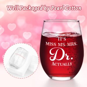 Modwnfy Doctor Gifts, It’s Miss Ms Mrs Dr Actually Stemless Wine Glass, Appreciation Thank You Gifts for Doctors Physician MD PhD Medical Graduate, Doctors Gifts for Women Men Christmas Birthday 17Oz
