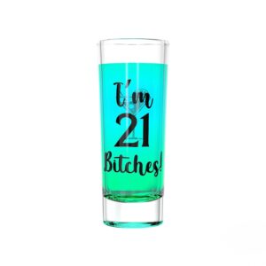 greenline goods shot glass – 21st birthday shot glass i’m 21 bitches 21st birthday party decorations (1 glass) – funny colored shot glass