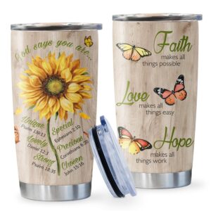 joyloce christian religious gifts for women faith, inspirational gifts for women, thank you gifts, birthday gift for women her wife mom daughter friend, sunflower bible coffee mug cup tumbler 20oz