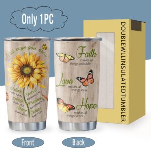 Joyloce Christian Religious Gifts for Women Faith, Inspirational Gifts for Women, Thank You Gifts, Birthday Gift for Women Her Wife Mom Daughter Friend, Sunflower Bible Coffee Mug Cup Tumbler 20oz