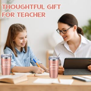 8 Pieces Thank You Teacher Travel Tumbler Bulk Teacher Appreciation Travel Mug Thank You for Being Awesome Cups with Lid and Straw 20 oz Stainless Steel Tumbler Mug for Teachers Women Friends Gifts