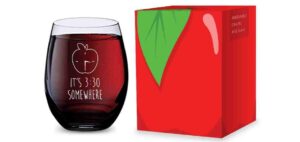 gsm brands stemless wine glass for teachers (its 3:30 somewhere) made of unbreakable tritan plastic - 16 ounces