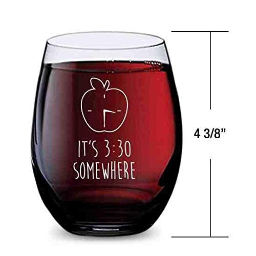 GSM Brands Stemless Wine Glass for Teachers (Its 3:30 Somewhere) Made of Unbreakable Tritan Plastic - 16 ounces