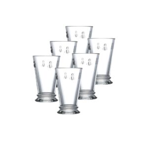 La Rochere Napoleon Bee Glasses Set Of 6 – 11.5 oz, Old Fashioned Glasses w/ The French Bee Embossed Design, Fine French Glassware, Drinking Glasses, Heavy Water Glasses, Dishwasher Safe Juice Glasses