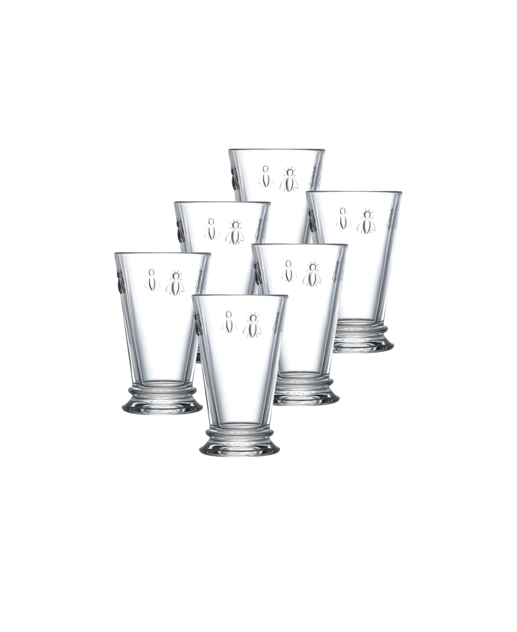 La Rochere Napoleon Bee Glasses Set Of 6 – 11.5 oz, Old Fashioned Glasses w/ The French Bee Embossed Design, Fine French Glassware, Drinking Glasses, Heavy Water Glasses, Dishwasher Safe Juice Glasses