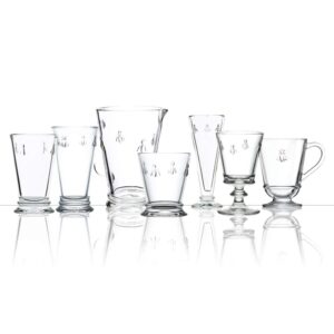 La Rochere Napoleon Bee Glasses Set Of 6 – 11.5 oz, Old Fashioned Glasses w/ The French Bee Embossed Design, Fine French Glassware, Drinking Glasses, Heavy Water Glasses, Dishwasher Safe Juice Glasses