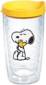 tervis peanuts best buddies collection snoopy woodstock house made in usa double walled insulated tumbler travel cup keeps drinks cold & hot, 16oz, felt