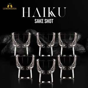 lemonsoda clear shot glass set- haiku sake shot glasses - sake, tequila, whiskey, vodka, gin - great for tastings, gifts, parties, unique show piece, set of 6 (60 ml / 2 fl. oz.) (set of 6)