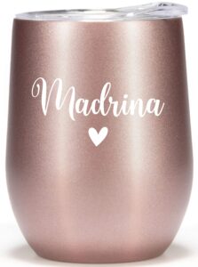 violet and gale madrina gifts from godchild 12oz wine glass tumbler madrina proposal gift in spanish rose gold coffee mug for women