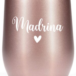 Violet and Gale Madrina gifts from godchild 12oz wine glass tumbler Madrina Proposal Gift in Spanish Rose Gold Coffee Mug for women