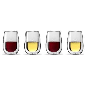 Moderna Artisan Series Double Wall Insulated Wine Glasses - Set of 4 Wine and Beverage Glasses