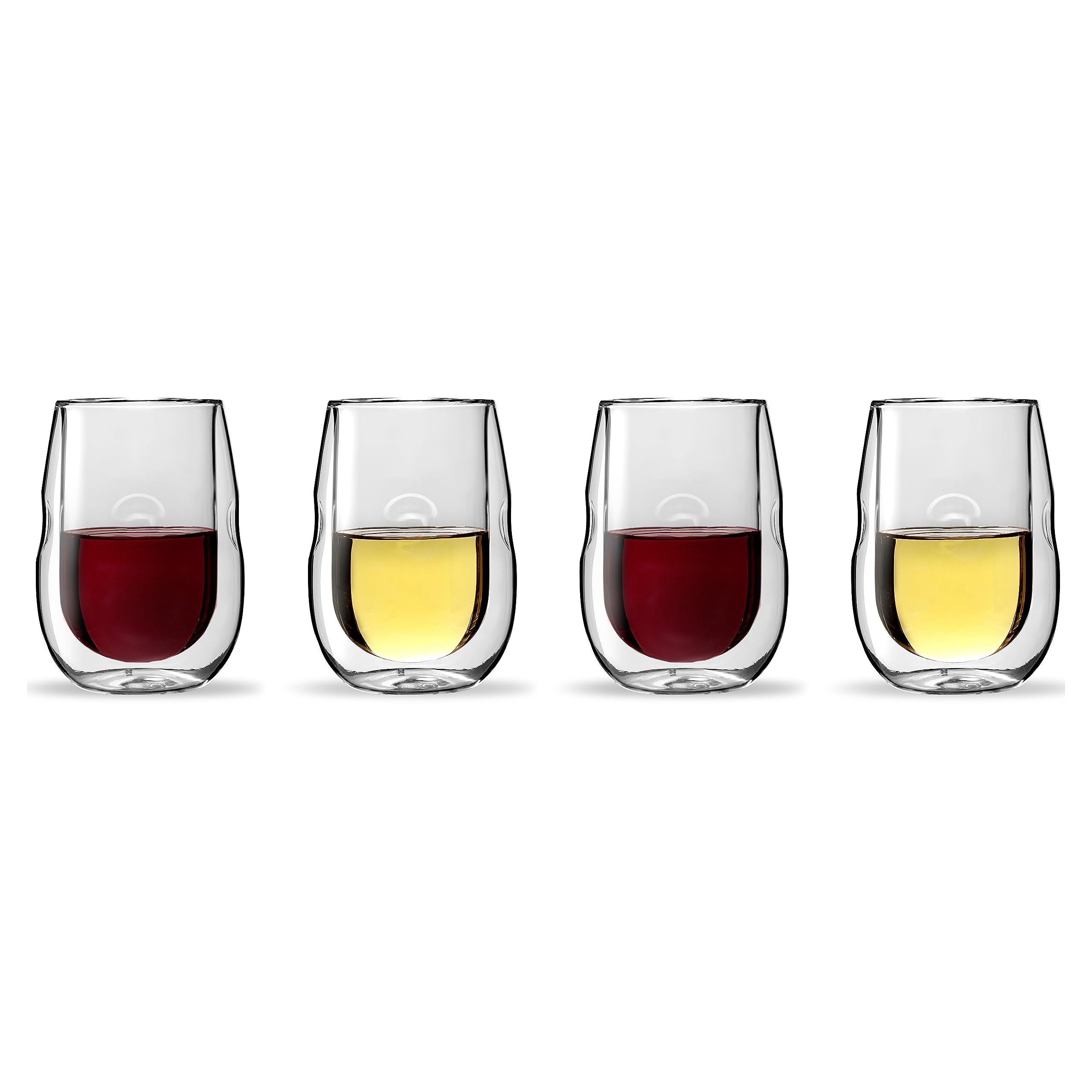 Moderna Artisan Series Double Wall Insulated Wine Glasses - Set of 4 Wine and Beverage Glasses