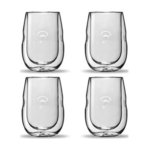 Moderna Artisan Series Double Wall Insulated Wine Glasses - Set of 4 Wine and Beverage Glasses