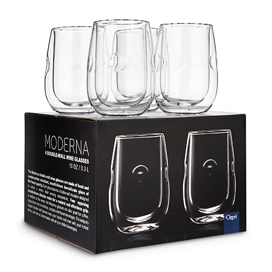 Moderna Artisan Series Double Wall Insulated Wine Glasses - Set of 4 Wine and Beverage Glasses