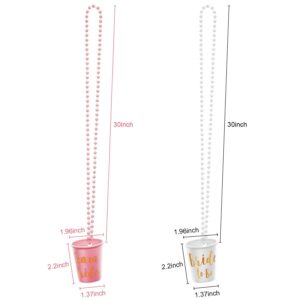 Boao 8 Pieces Bride Shot Necklace Glass, Bachelorette Shot Glass Necklace with Gold Foil for Wedding Bachelor Party and Bridal Shower Decorations(Pink)