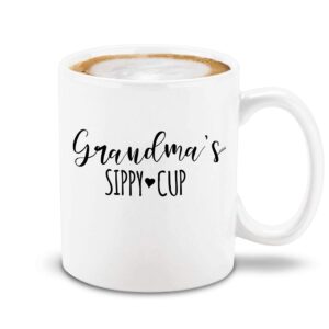 shop4ever Grandma's Sippy Cup Ceramic Coffee Mug Tea Cup, Pregnancy Announcement Gift for New Grandma 11 oz (White)