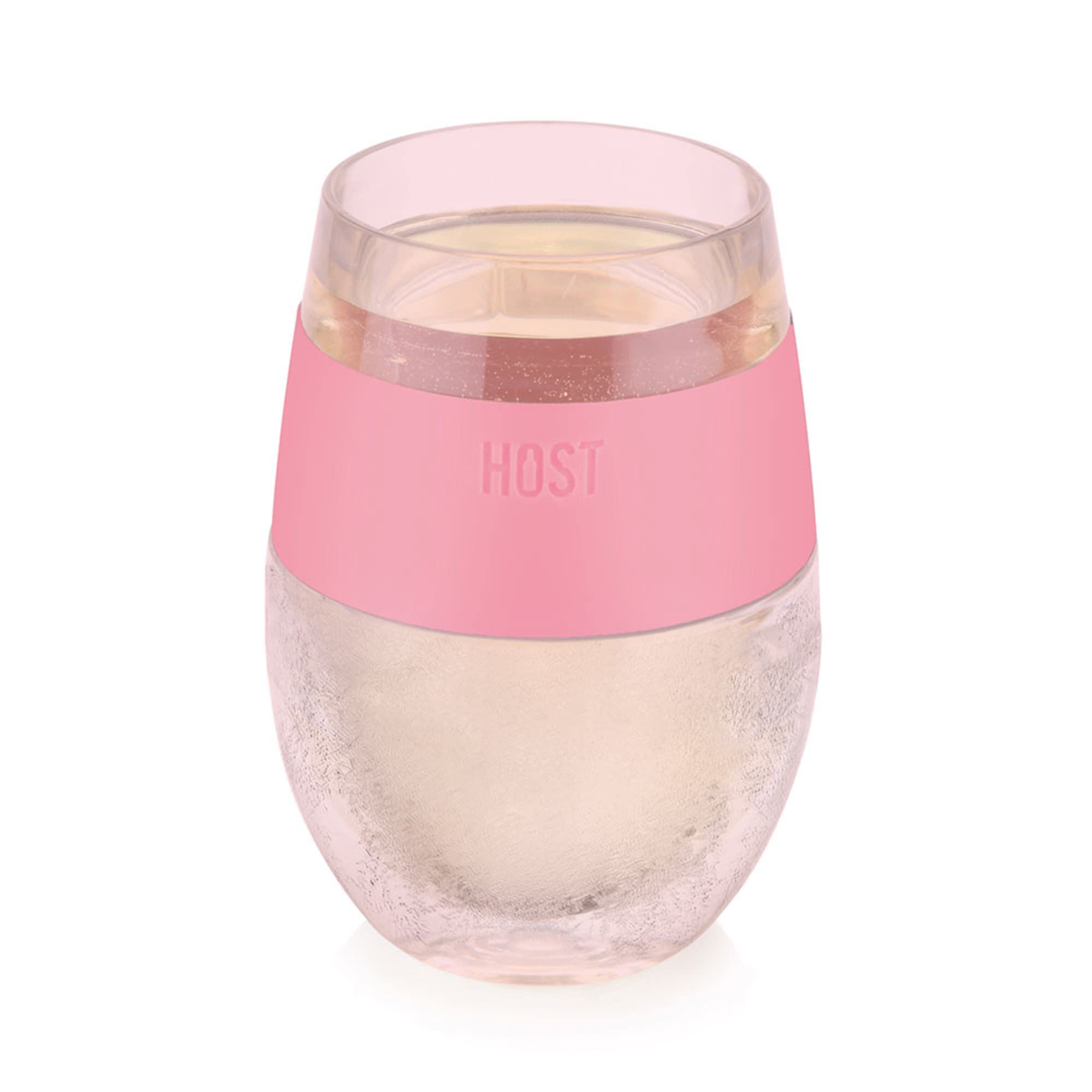 HOST Wine Freeze Cooling Cup, Plastic Double Wall Insulated Freezable Drink Chilling Tumbler with Freezing Gel Wine Glasses for Red and White Wine, Set of 1, 8.5 oz, Pink